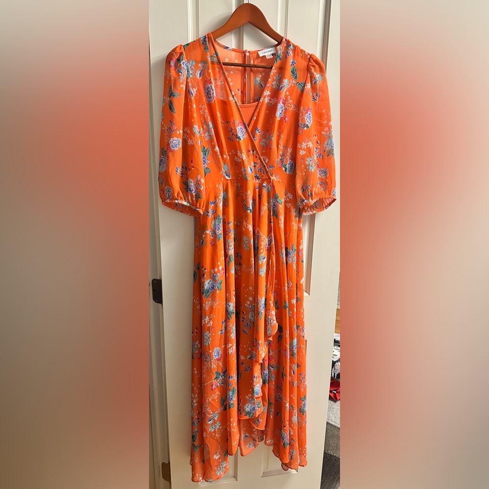 Calvin Klein Orange Floral Dress